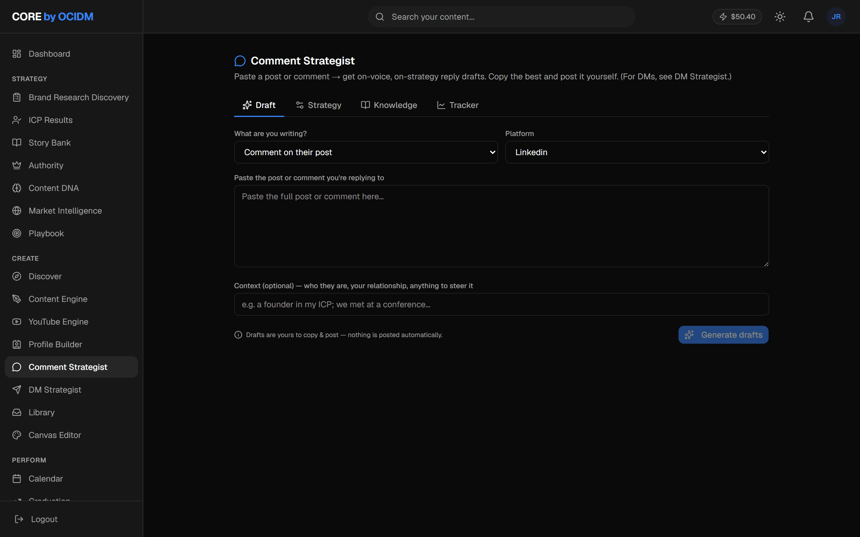 Comment & DM strategist in CORE