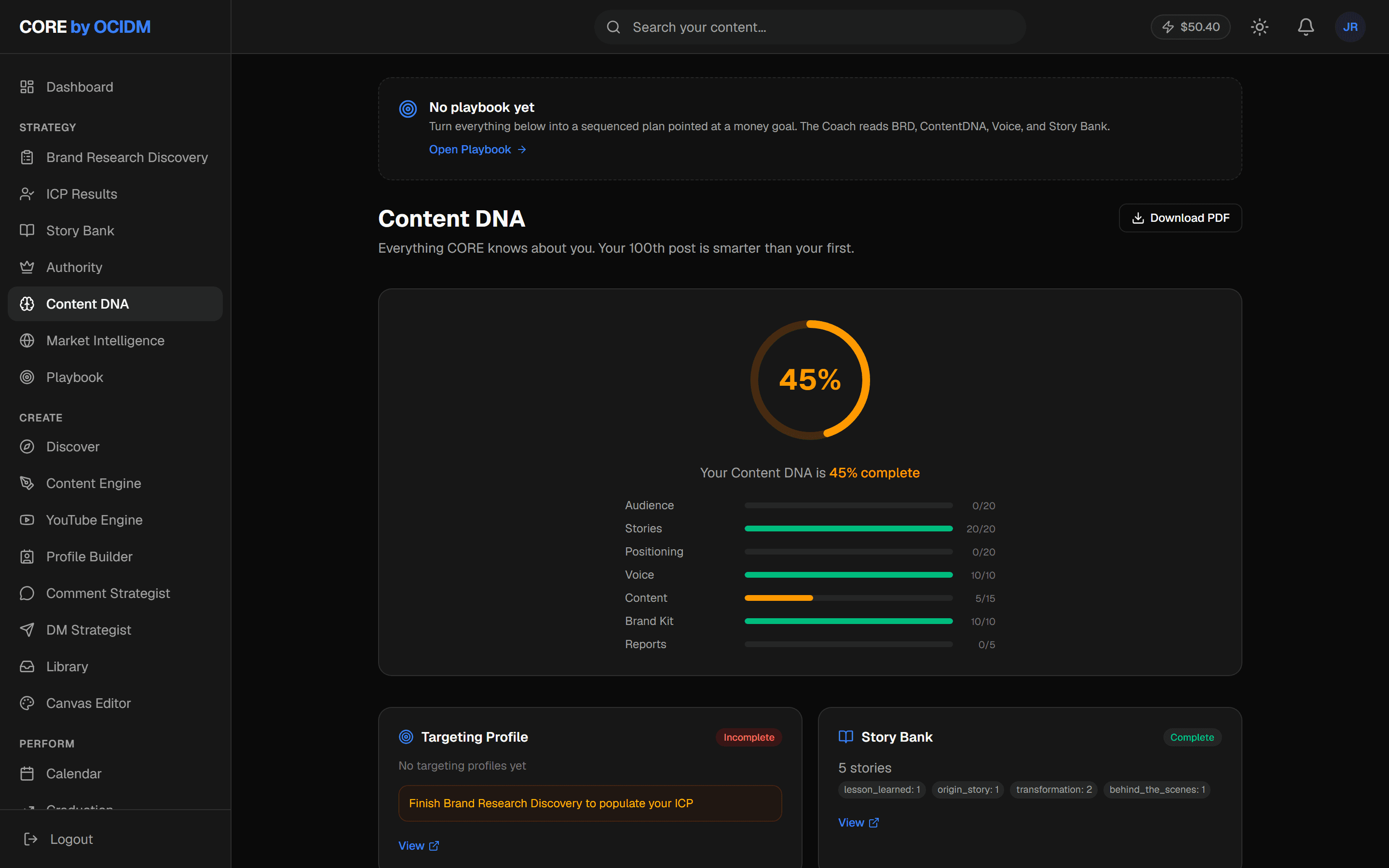 Content DNA in CORE