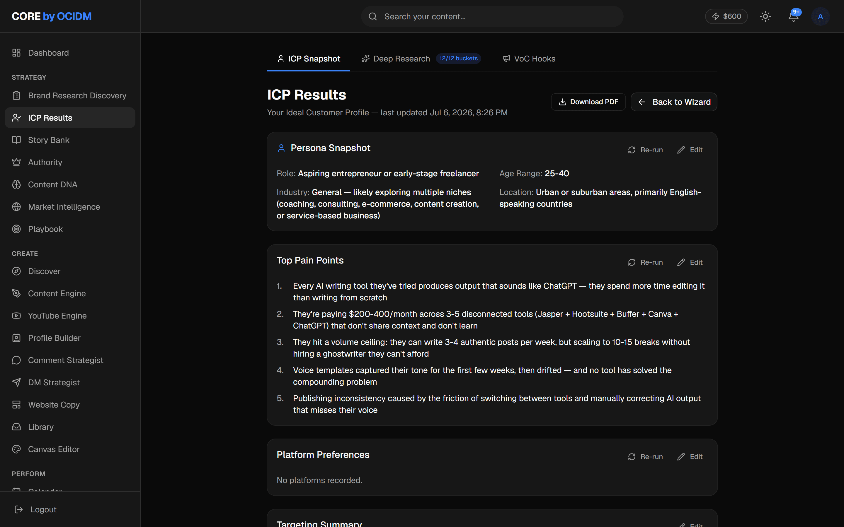 Deep ICP research in CORE